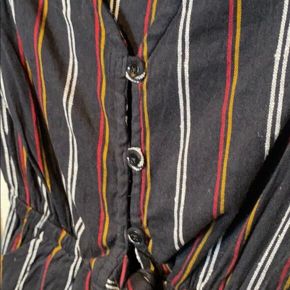 Billabong Play All Day Striped Long Sleeve Romper Black Multi XS NEW - Picture 4 of 7